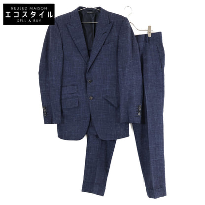 TOM FORD トムフォード 376R34/24YL4C ウールｘシルクｘリネン ピークドラペル サイドベンツ 2Bシングル スーツ セットアップ 44