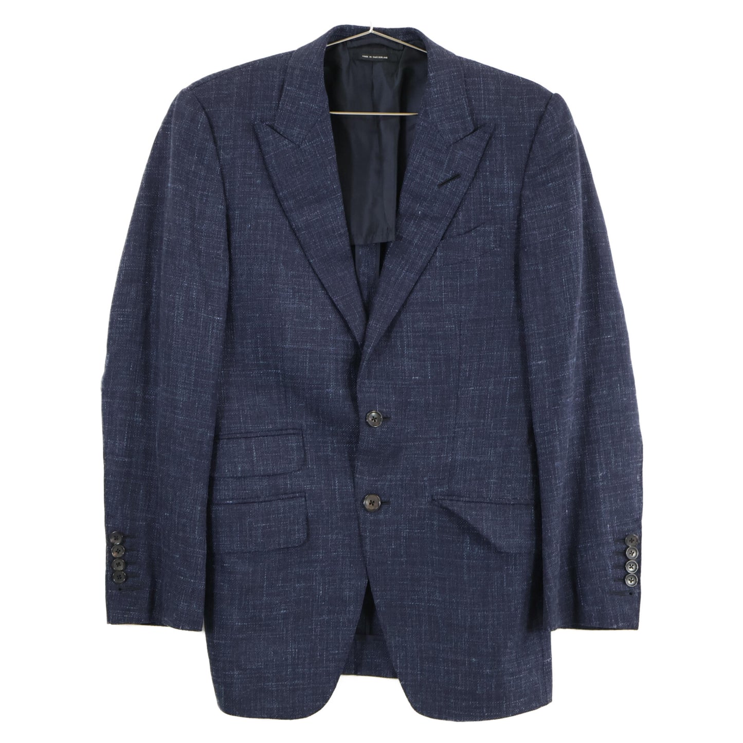 TOM FORD トムフォード 376R34/24YL4C ウールｘシルクｘリネン ピークドラペル サイドベンツ 2Bシングル スーツ セットアップ 44