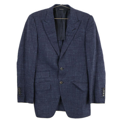 TOM FORD トムフォード 376R34/24YL4C ウールｘシルクｘリネン ピークドラペル サイドベンツ 2Bシングル スーツ セットアップ 44