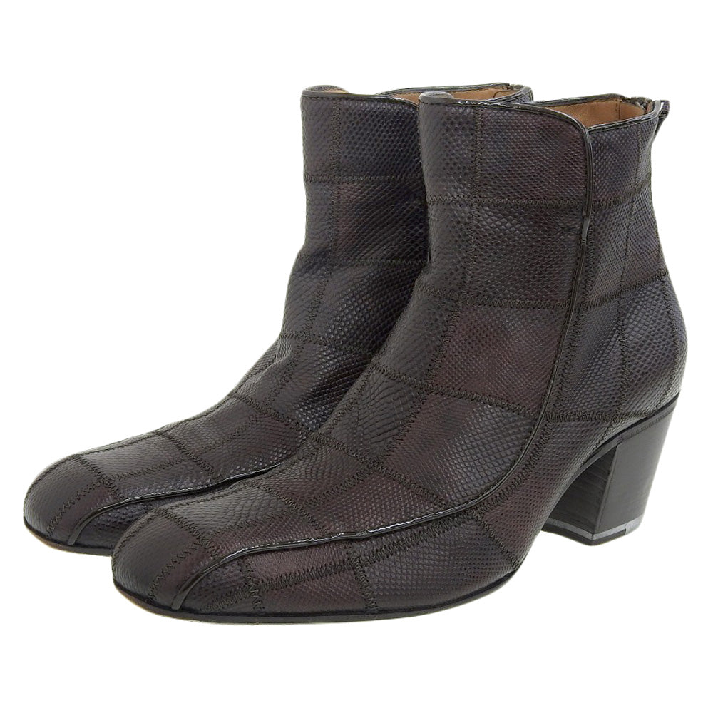 BOTTEGA VENETA ボッテガヴェネタ BOTTEGA VENETA ボッテガヴェネタ 型押し バックジップ チャンキーヒール ブーツ シューズ メンズ ダークブラウン 40 シューズ 40
