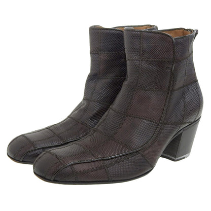 BOTTEGA VENETA ボッテガヴェネタ BOTTEGA VENETA ボッテガヴェネタ 型押し バックジップ チャンキーヒール ブーツ シューズ メンズ ダークブラウン 40 シューズ 40