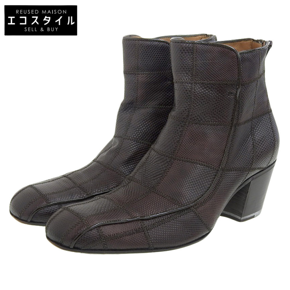 BOTTEGA VENETA ボッテガヴェネタ BOTTEGA VENETA ボッテガヴェネタ 型押し バックジップ チャンキーヒール ブーツ シューズ メンズ ダークブラウン 40 シューズ 40