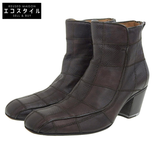 BOTTEGA VENETA ボッテガヴェネタ BOTTEGA VENETA ボッテガヴェネタ 型押し バックジップ チャンキーヒール ブーツ シューズ メンズ ダークブラウン 40 シューズ 40