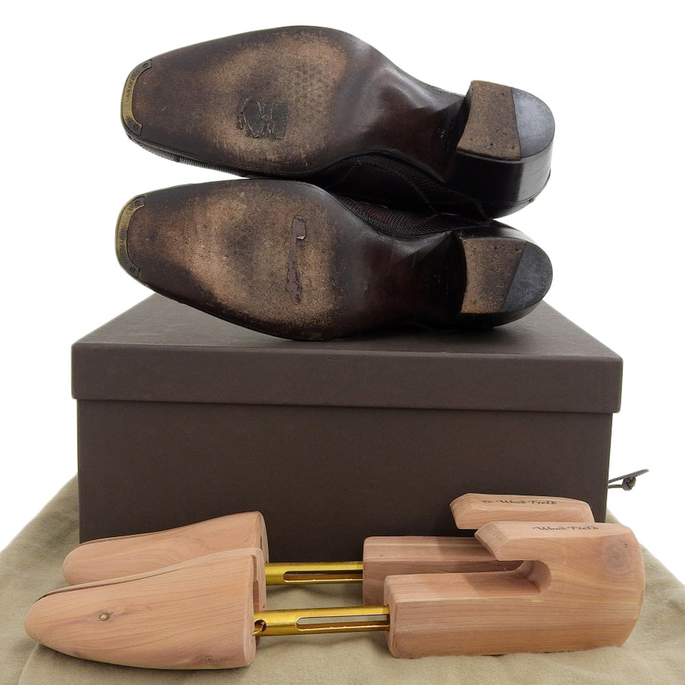 BOTTEGA VENETA ボッテガヴェネタ BOTTEGA VENETA ボッテガヴェネタ 型押し バックジップ チャンキーヒール ブーツ シューズ メンズ ダークブラウン 40 シューズ 40