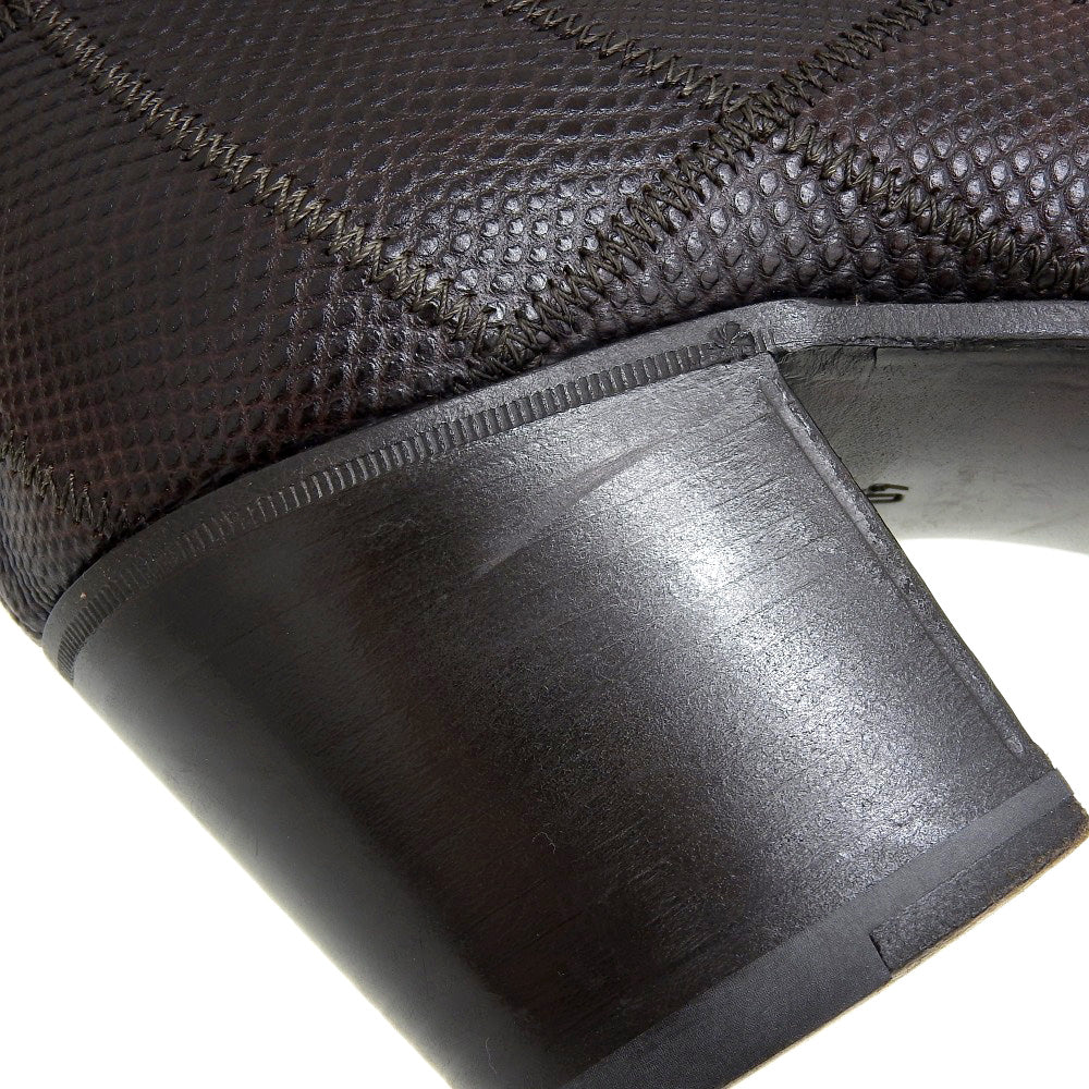BOTTEGA VENETA ボッテガヴェネタ BOTTEGA VENETA ボッテガヴェネタ 型押し バックジップ チャンキーヒール ブーツ シューズ メンズ ダークブラウン 40 シューズ 40