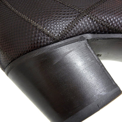 BOTTEGA VENETA ボッテガヴェネタ BOTTEGA VENETA ボッテガヴェネタ 型押し バックジップ チャンキーヒール ブーツ シューズ メンズ ダークブラウン 40 シューズ 40