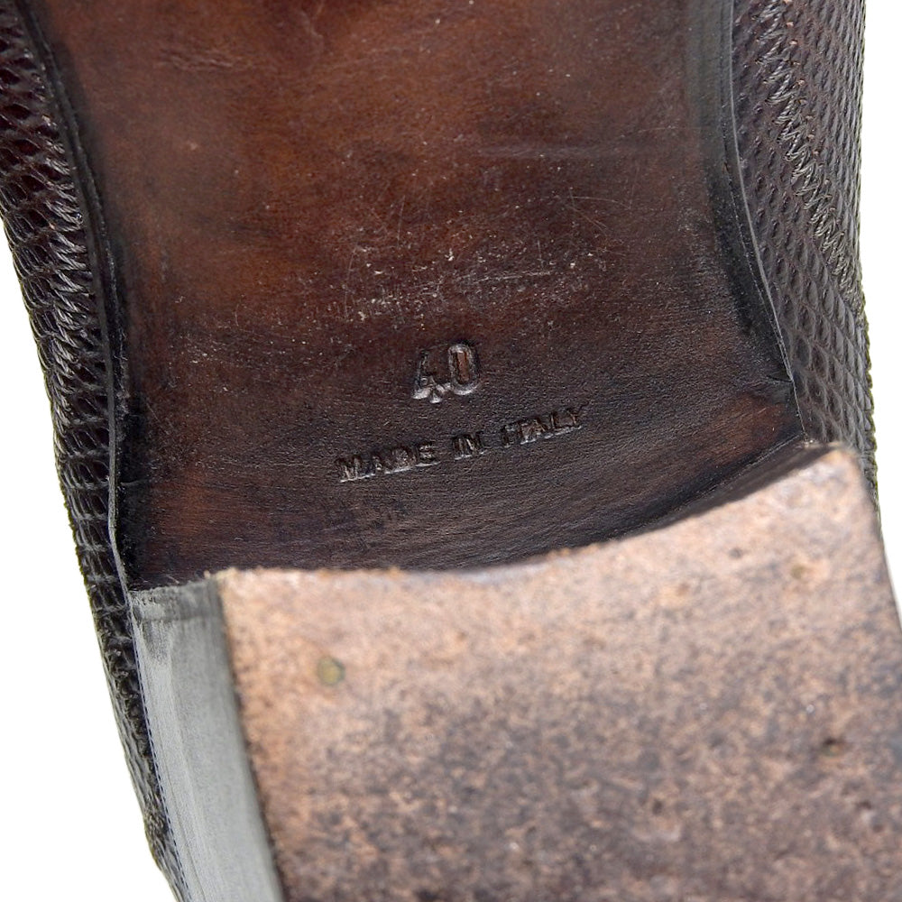 BOTTEGA VENETA ボッテガヴェネタ BOTTEGA VENETA ボッテガヴェネタ 型押し バックジップ チャンキーヒール ブーツ シューズ メンズ ダークブラウン 40 シューズ 40