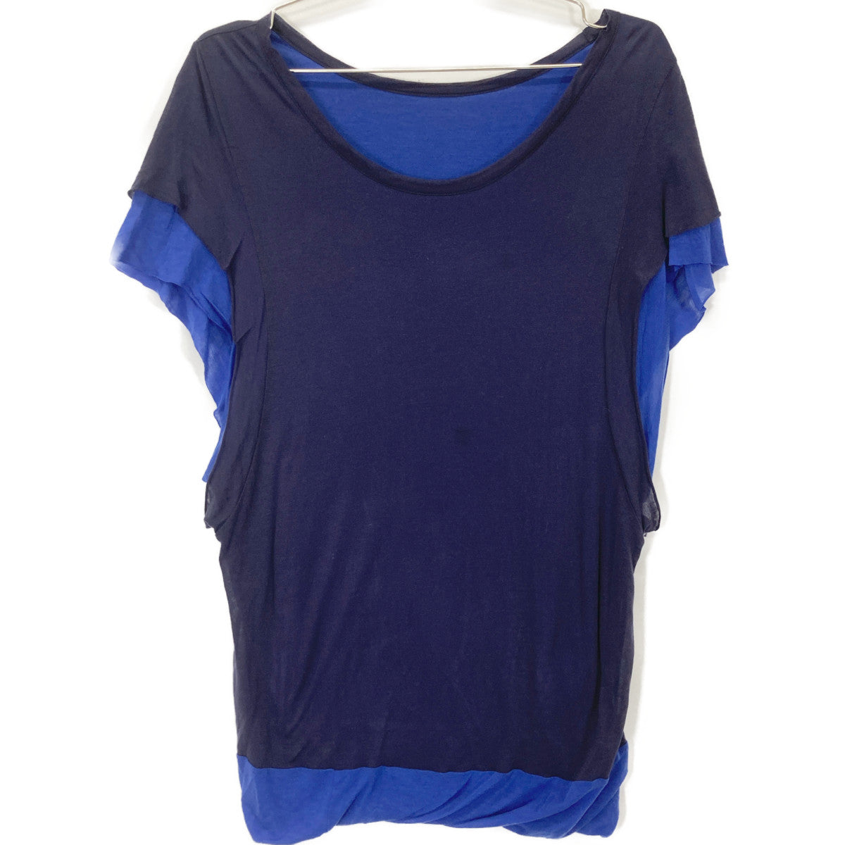 Y's ワイズ YG-T04-260 ﾈｲﾋﾞｰ×ﾌﾞﾙｰ ﾚｲﾔｰﾄﾞﾉｰｽﾘｰﾌﾞｶｯﾄｿｰ トップス 2