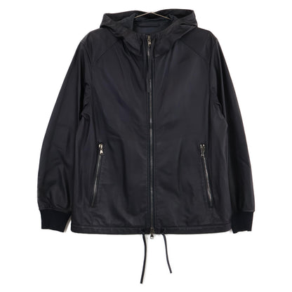 DENIME ドゥニーム 【TOMORROWLAND別注】ブラック レザー フーデットジップアップマウンテンパーカ ジャケット S