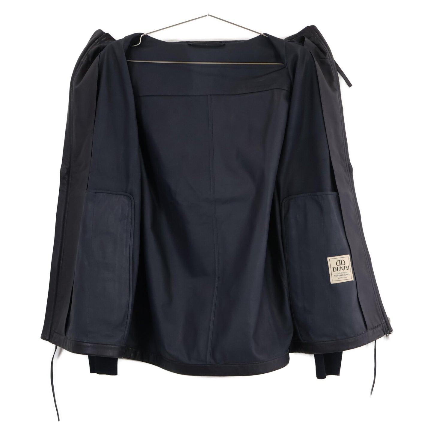 DENIME ドゥニーム 【TOMORROWLAND別注】ブラック レザー フーデットジップアップマウンテンパーカ ジャケット S