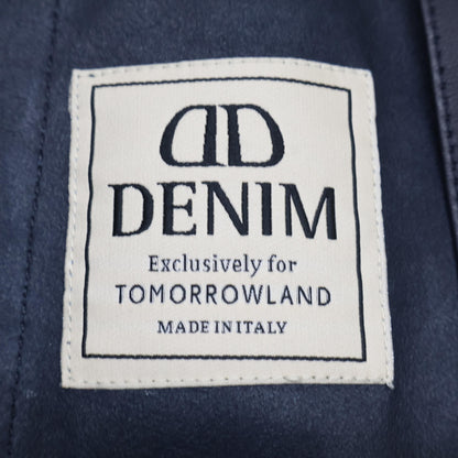 DENIME ドゥニーム 【TOMORROWLAND別注】ブラック レザー フーデットジップアップマウンテンパーカ ジャケット S