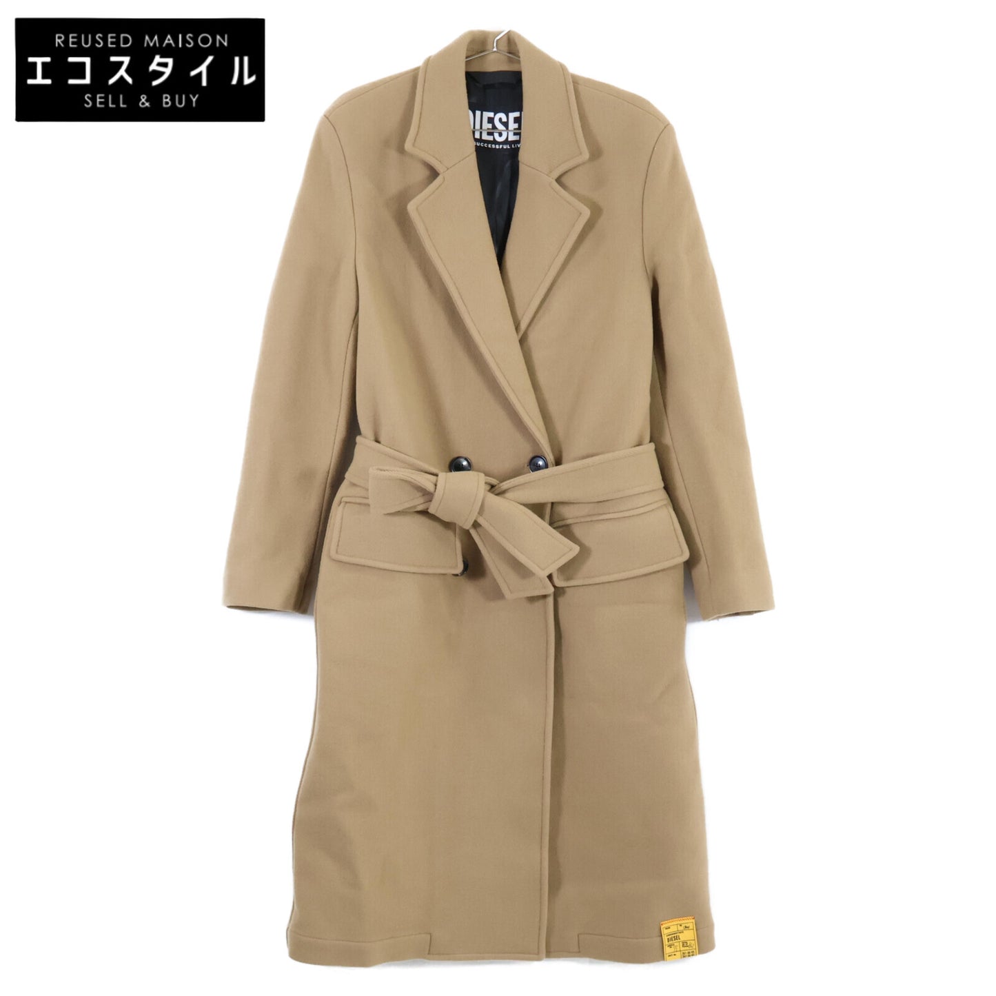DIESEL ディーゼル 【美品】W-OUTKAST カシミヤ混 ベルト付 ダブルチェスター コート XS