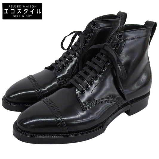 Trading Post トレーディングポスト 美品 Trading Post トレーディングポスト YOUNGER レザー パンチドキャップトゥ レースアップブーツ シューズ メンズ 黒 ブラック 5 1/2 シューズ 5.5