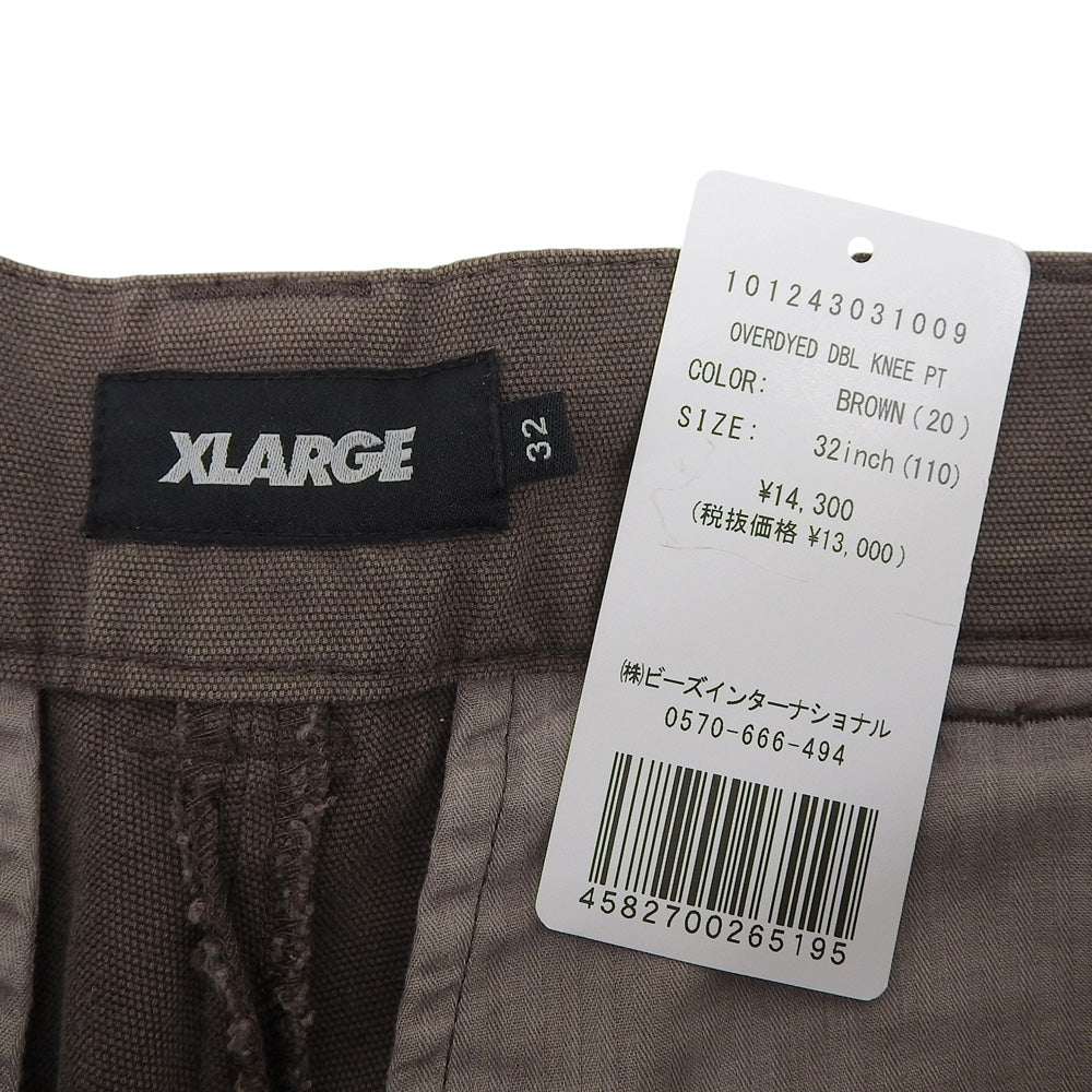 XLARGE エクストララージ 新品同様 コットン オーバーダイ ダブルニーパンツ ボトムス メンズ ブラウン 32 101243031009 ボトムス 32