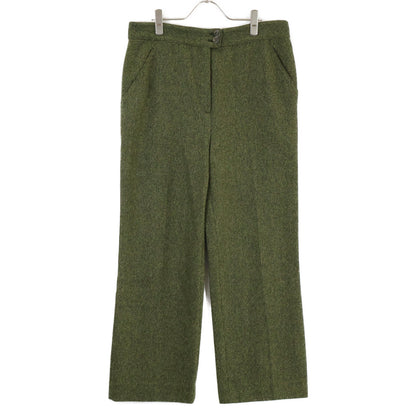 VALENTINO ヴァレンティノ グリーン ウール ヘリンボーン ワイドトラウザーパンツ ボトムス 44