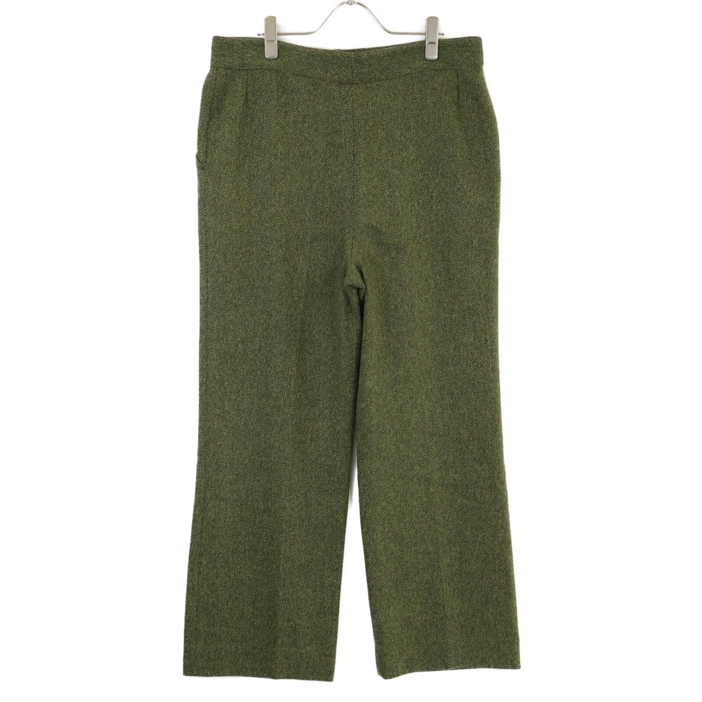 VALENTINO ヴァレンティノ グリーン ウール ヘリンボーン ワイドトラウザーパンツ ボトムス 44