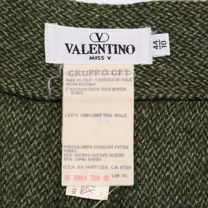 VALENTINO ヴァレンティノ グリーン ウール ヘリンボーン ワイドトラウザーパンツ ボトムス 44