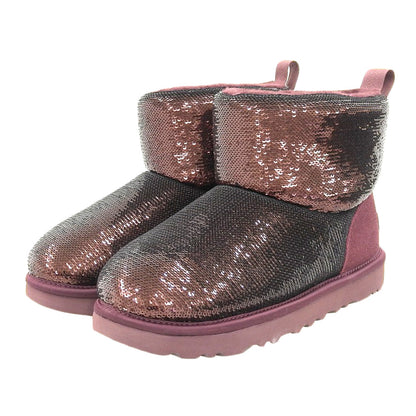 UGG アグ 新品同様 UGG アグ クラシック ミニ ミラーボール ムートンブーツ シューズ レディース ワイルドグレープ 22cm 1151291 シューズ 22