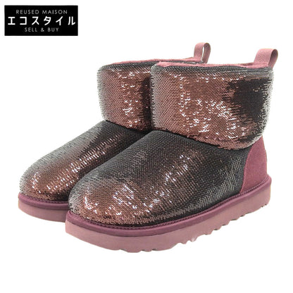 UGG アグ 新品同様 UGG アグ クラシック ミニ ミラーボール ムートンブーツ シューズ レディース ワイルドグレープ 22cm 1151291 シューズ 22