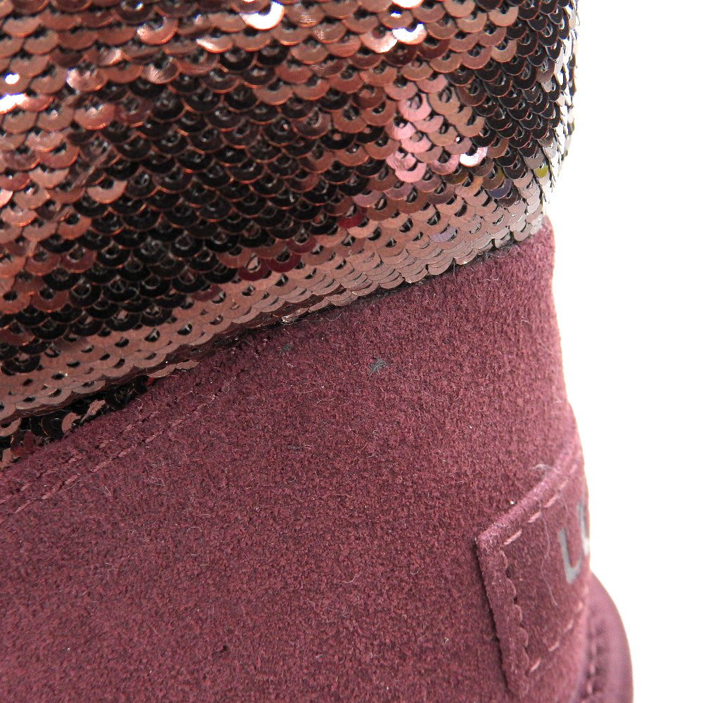 UGG アグ 新品同様 UGG アグ クラシック ミニ ミラーボール ムートンブーツ シューズ レディース ワイルドグレープ 22cm 1151291 シューズ 22