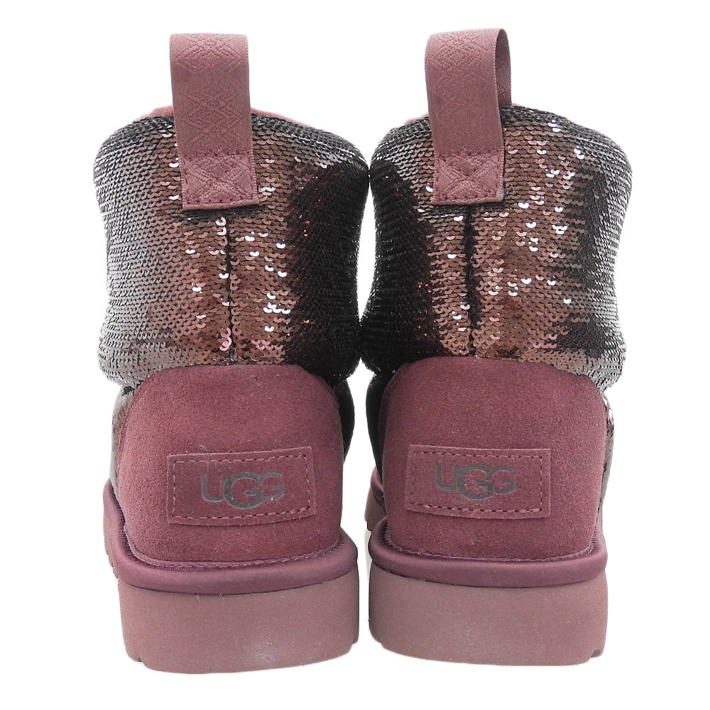 UGG アグ 新品同様 UGG アグ クラシック ミニ ミラーボール ムートンブーツ シューズ レディース ワイルドグレープ 22cm 1151291 シューズ 22