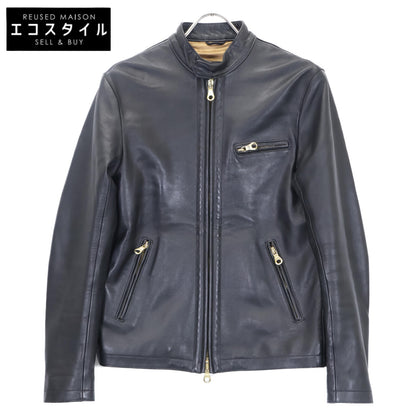 CINQUANTA チンクアンタ H502/1-1010 ブラック ラムナッパレザー スタンドカラー シングルライダースジャケット ジャケット 46