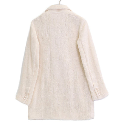 DOUBLE STANDARD CLOTHING ダブルスタンダードクロージング ホワイト パイル地 パールボタン ダブルブレストジャケット ジャケット 36