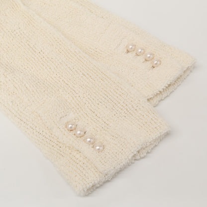 DOUBLE STANDARD CLOTHING ダブルスタンダードクロージング ホワイト パイル地 パールボタン ダブルブレストジャケット ジャケット 36