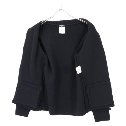 CHANEL シャネル 【美品/国内正規】02A P19885W03054 スポーツライン ウール/ナイロン 切替 ジップアップ ニットブルゾン/ ジャケット 38