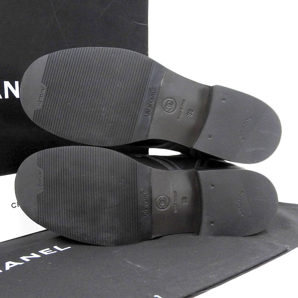 CHANEL シャネル 新品同様 CHANEL シャネル ココマーク レースアップ コンバットブーツ シューズ レディース レザー×ツイード ブラック 38 G27911 シューズ 38