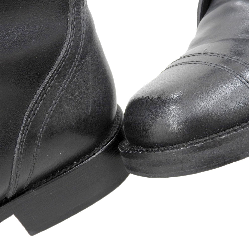 CHANEL シャネル 新品同様 CHANEL シャネル ココマーク レースアップ コンバットブーツ シューズ レディース レザー×ツイード ブラック 38 G27911 シューズ 38