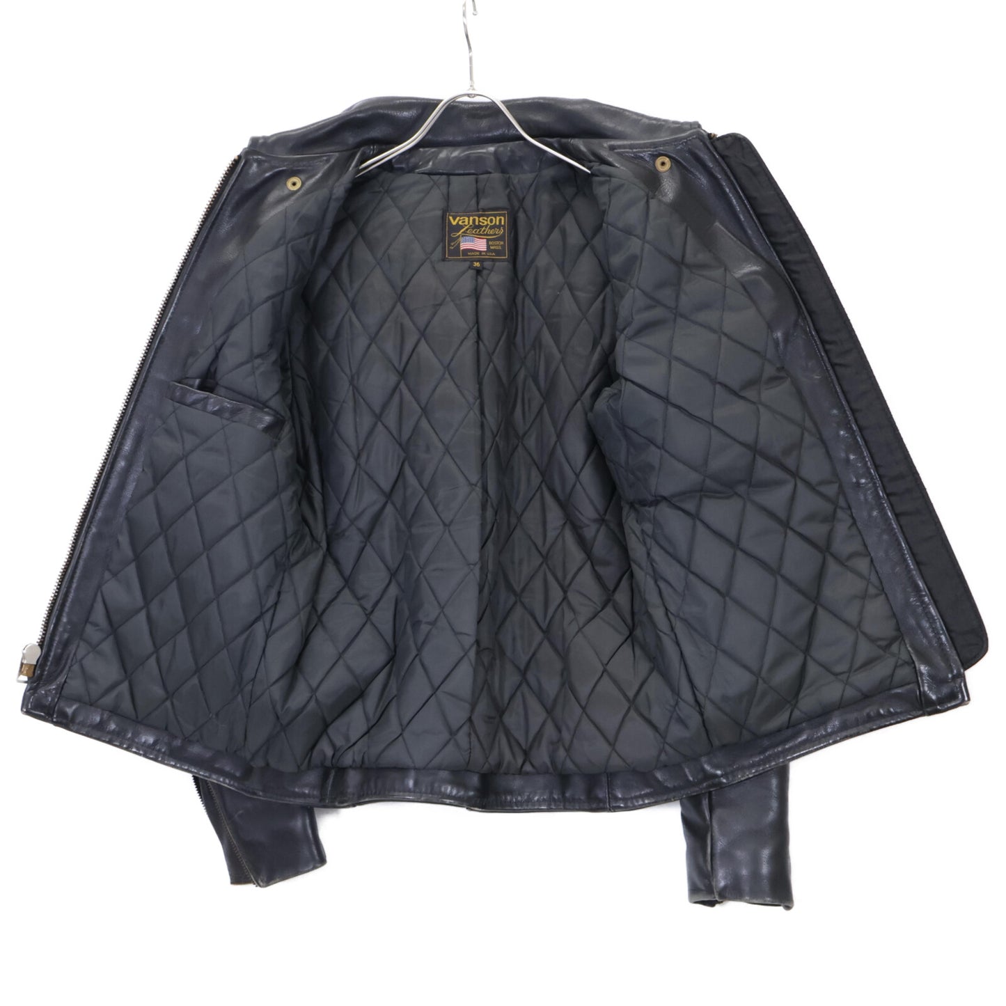 VANSON バンソン ブラック レザー 9D シングルライダースジャケット ジャケット 36