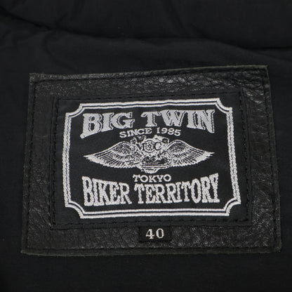 BIGTWIN ビッグツイン x BIKER TERRITORY バイカーテリトリー【美品】レザーxナイロン コンチョ釦 レザーエアーダウン ベスト 40