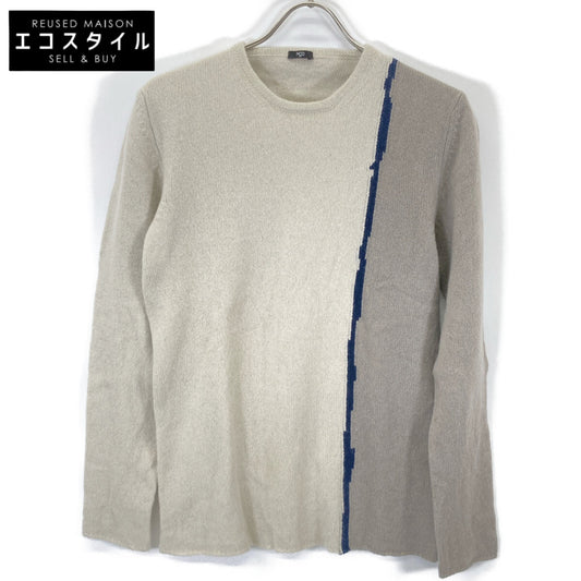 ago アーゴ ベージュ×グレー ライン クルーネックニット トップス 46