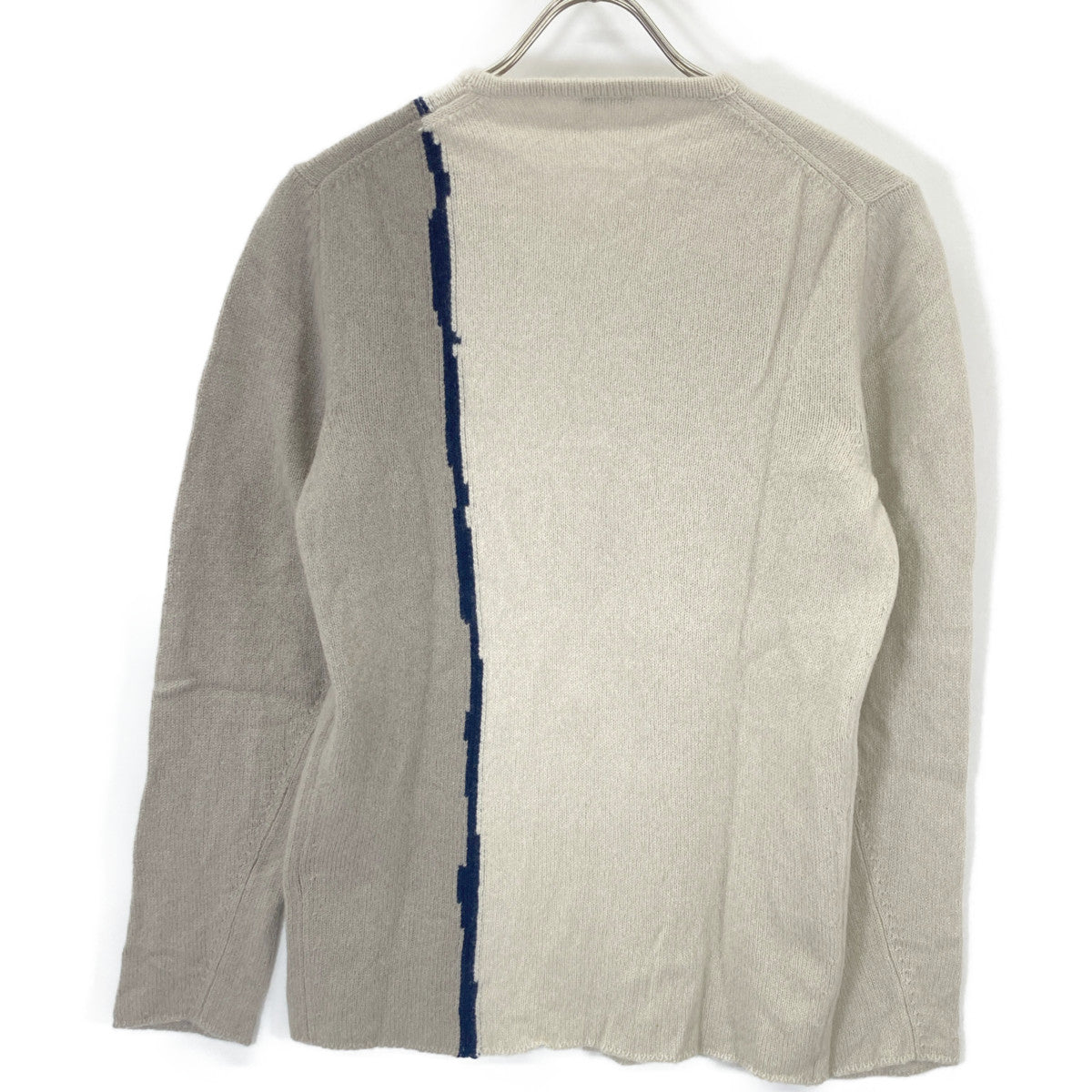 ago アーゴ ベージュ×グレー ライン クルーネックニット トップス 46