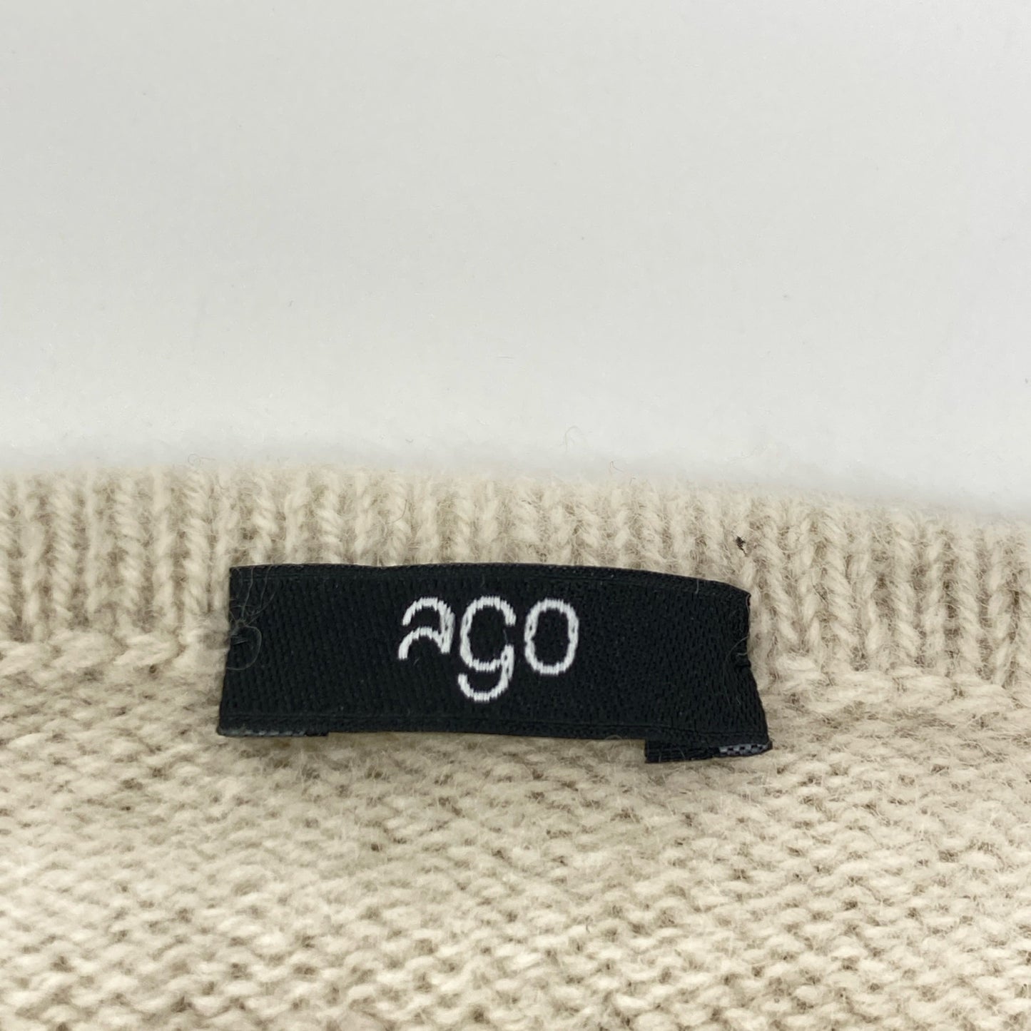 ago アーゴ ベージュ×グレー ライン クルーネックニット トップス 46