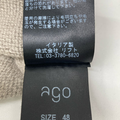 ago アーゴ ベージュ×グレー ライン クルーネックニット トップス 46