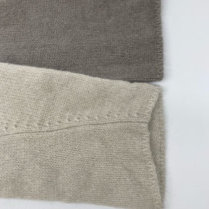 ago アーゴ ベージュ×グレー ライン クルーネックニット トップス 46