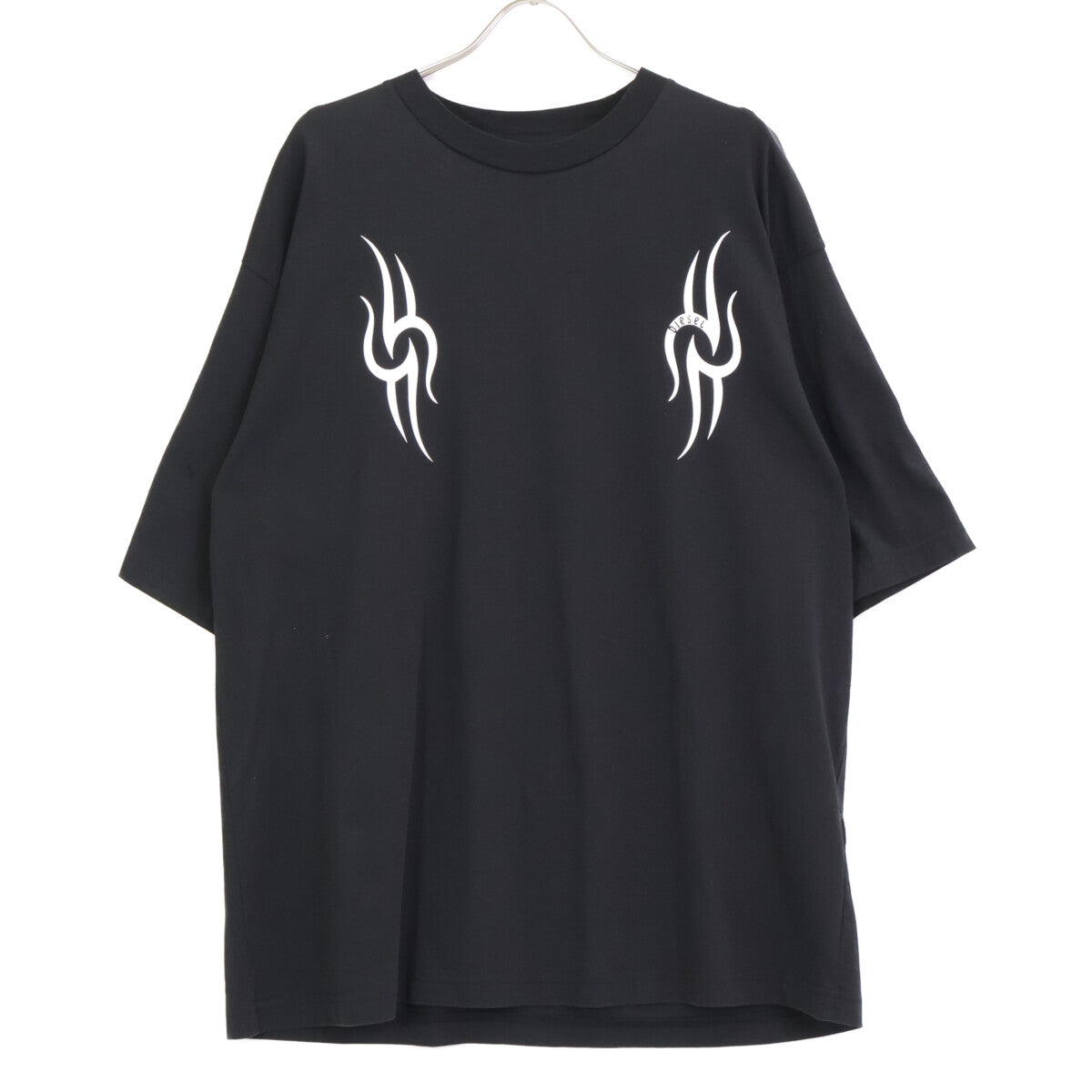 DIESEL ディーゼル A01011 ﾌﾞﾗｯｸ×ﾎﾜｲﾄ ｺｯﾄﾝ OVERSIZE FIT T-SHIRT トップス M