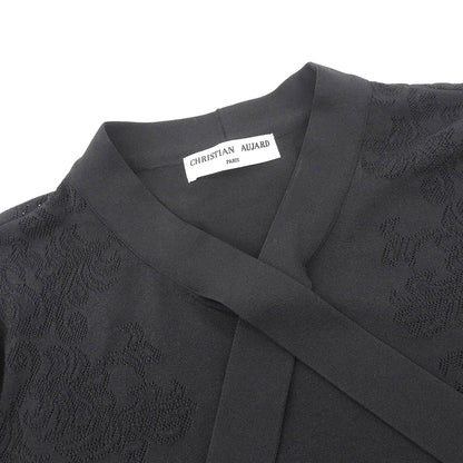 CHRISTIAN AUJARD クリスチャンオジャール 新品同様 アンサンブル対応 メッシュ柄ボウタイニット トップス レディース 黒 ブラック 15 トップス 15