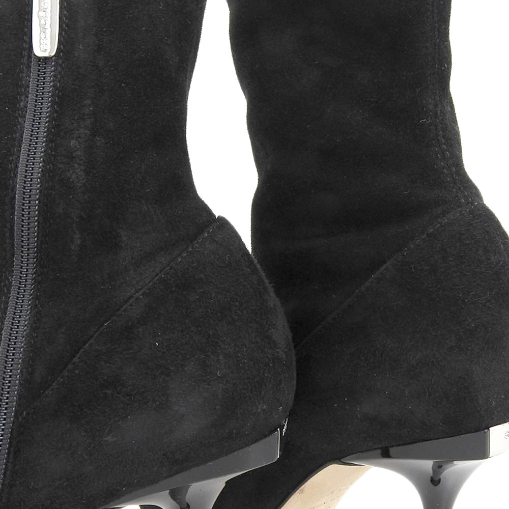 Sergio Rossi セルジオロッシ スエード ストレッチアンクルブーツ レディース ブラック 35 1/2 A85191 シューズ 35.5