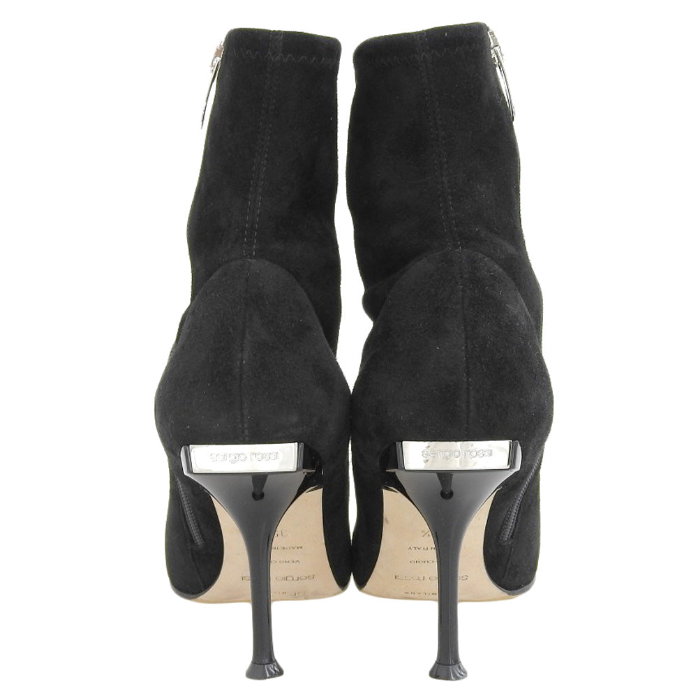 Sergio Rossi セルジオロッシ スエード ストレッチアンクルブーツ レディース ブラック 35 1/2 A85191 シューズ 35.5
