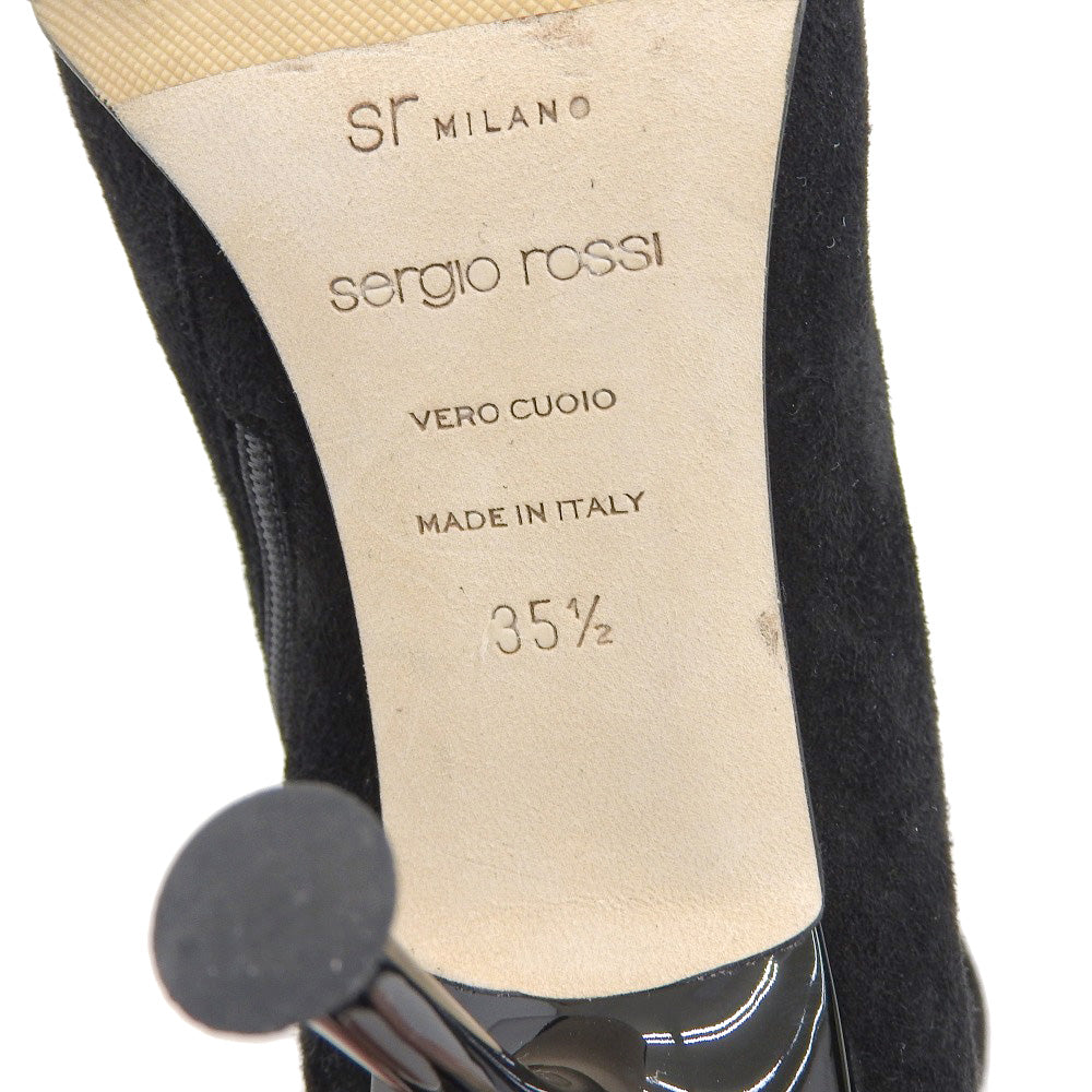 Sergio Rossi セルジオロッシ スエード ストレッチアンクルブーツ レディース ブラック 35 1/2 A85191 シューズ 35.5