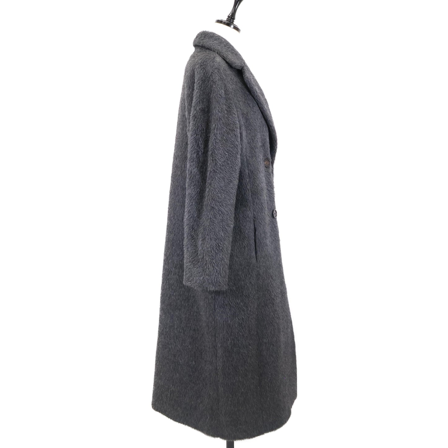 S MaxMara エスマックスマーラ 901621136 ｸﾞﾚｰ ｱﾙﾊﾟｶ×ｳｰﾙ ﾀﾞﾌﾞﾌﾞﾚｽﾄ ﾃﾃﾞｨ ｼｬｷﾞｰﾛﾝｸﾞｺｰﾄ コート 40