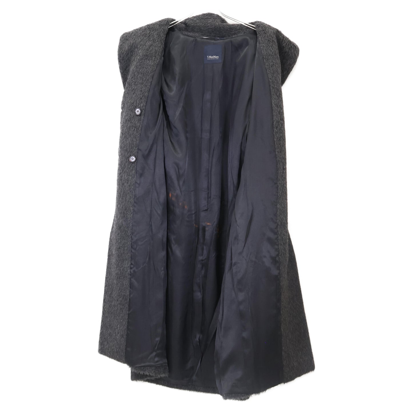 S MaxMara エスマックスマーラ 901621136 ｸﾞﾚｰ ｱﾙﾊﾟｶ×ｳｰﾙ ﾀﾞﾌﾞﾌﾞﾚｽﾄ ﾃﾃﾞｨ ｼｬｷﾞｰﾛﾝｸﾞｺｰﾄ コート 40