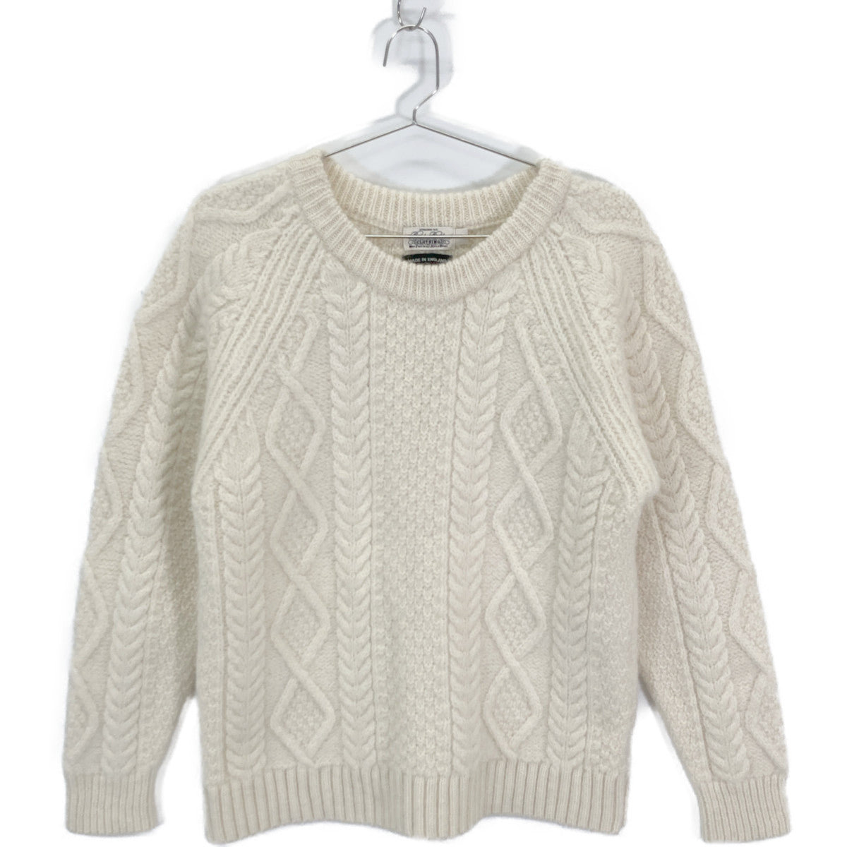 Brooks Brothers ブルックスブラザーズ 100211897 ﾎﾜｲﾄ ｳｰﾙ100 ｱﾗﾝｹｰﾌﾞﾙ ｸﾙｰﾈｯｸｾｰﾀｰ トップス M