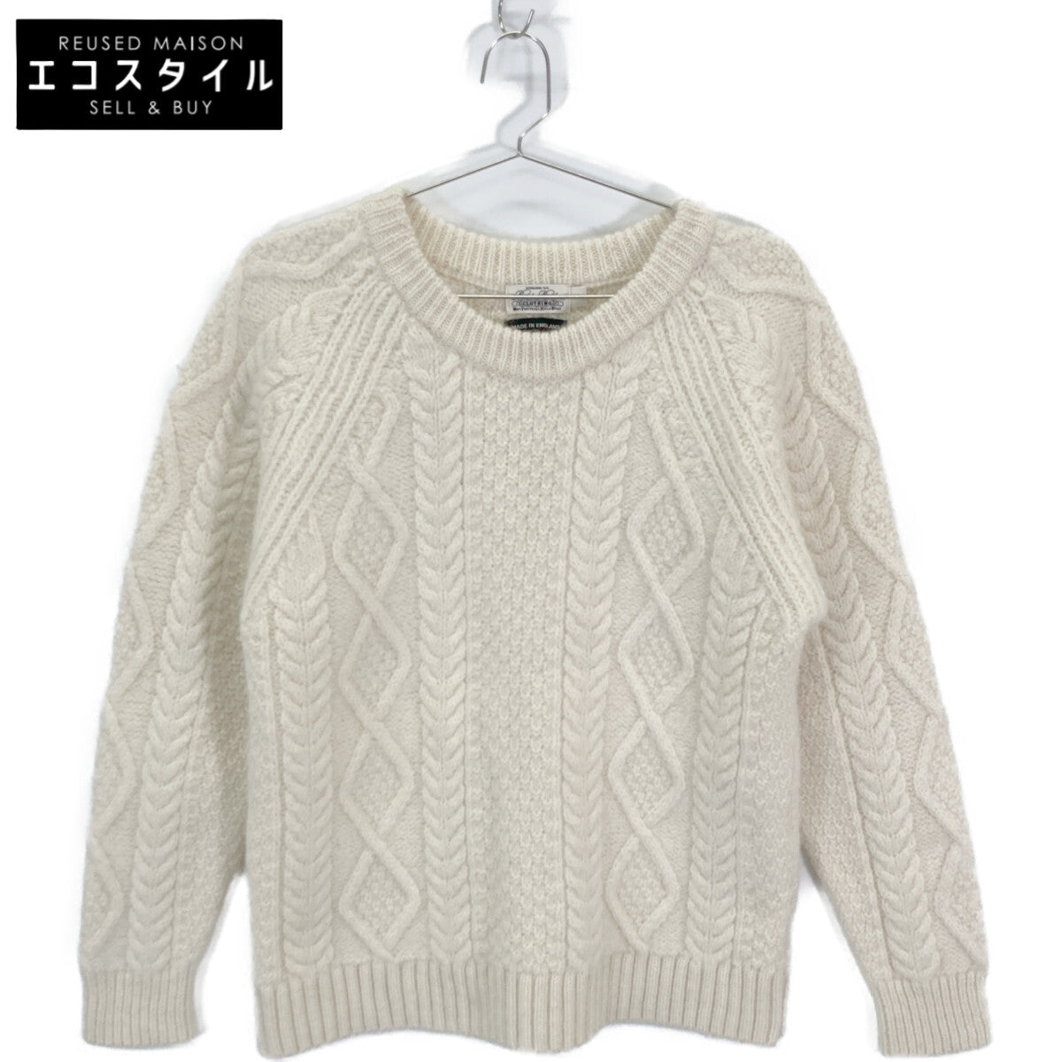 Brooks Brothers ブルックスブラザーズ 100211897 ﾎﾜｲﾄ ｳｰﾙ100 ｱﾗﾝｹｰﾌﾞﾙ ｸﾙｰﾈｯｸｾｰﾀｰ トップス M