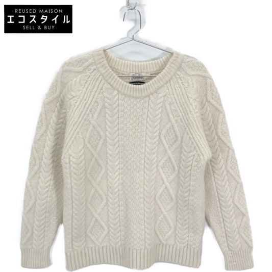 Brooks Brothers ブルックスブラザーズ 100211897 ﾎﾜｲﾄ ｳｰﾙ100 ｱﾗﾝｹｰﾌﾞﾙ ｸﾙｰﾈｯｸｾｰﾀｰ トップス M