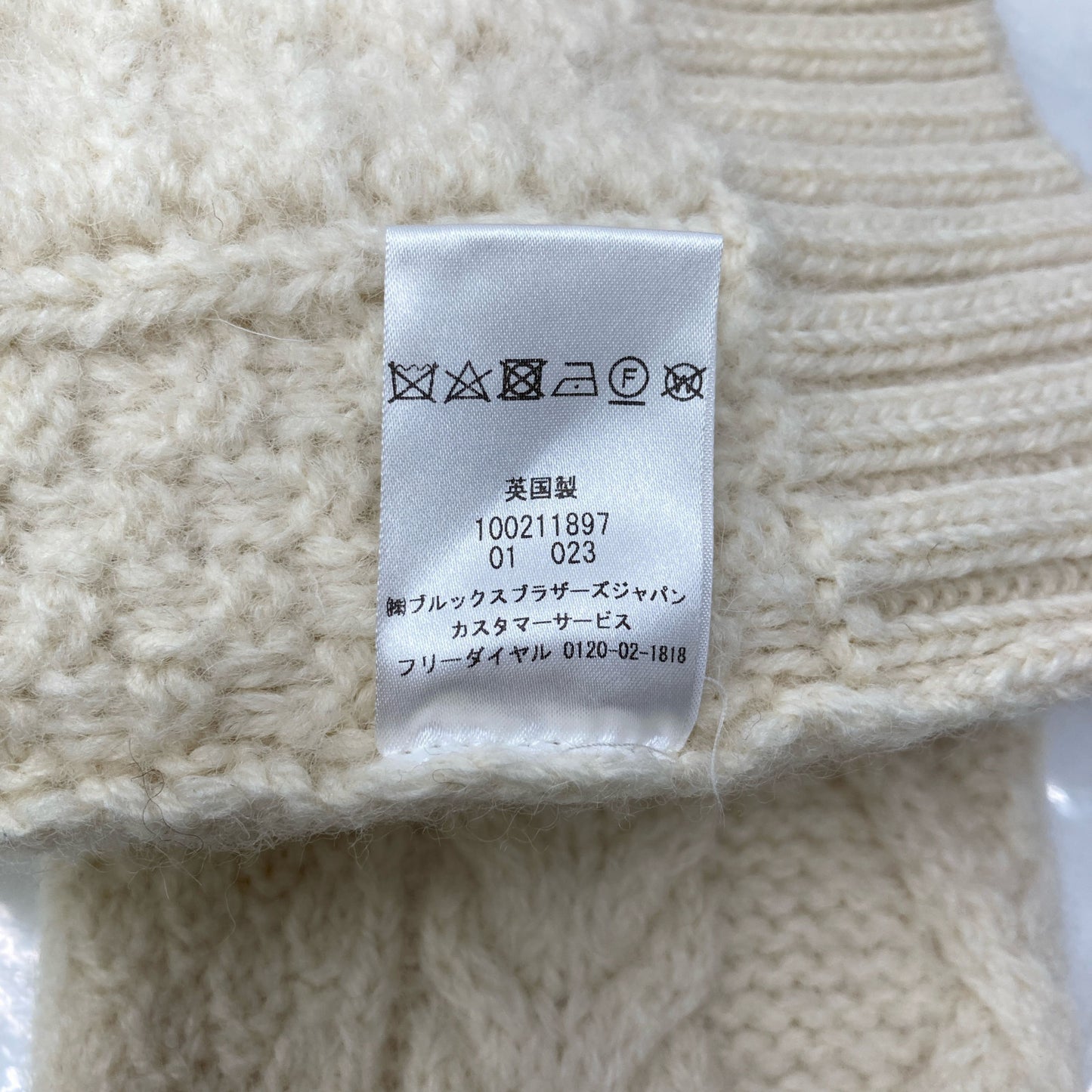 Brooks Brothers ブルックスブラザーズ 100211897 ﾎﾜｲﾄ ｳｰﾙ100 ｱﾗﾝｹｰﾌﾞﾙ ｸﾙｰﾈｯｸｾｰﾀｰ トップス M