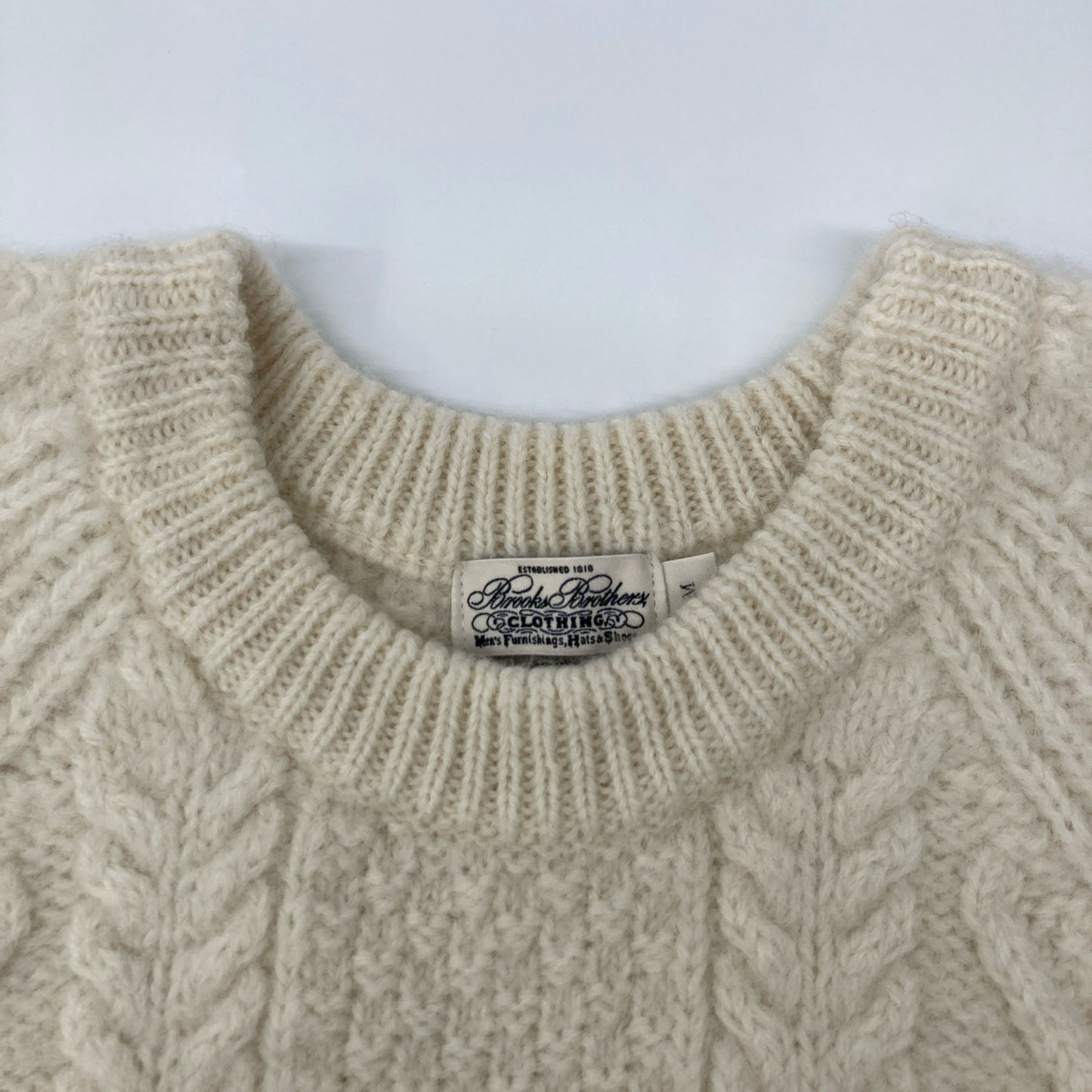 Brooks Brothers ブルックスブラザーズ 100211897 ﾎﾜｲﾄ ｳｰﾙ100 ｱﾗﾝｹｰﾌﾞﾙ ｸﾙｰﾈｯｸｾｰﾀｰ トップス M